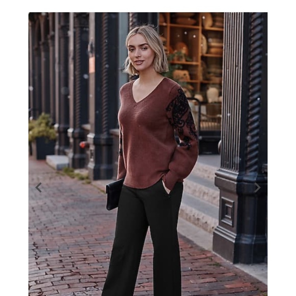 J . Jill straight leg black ponte pants with seam detail. Medium Tall